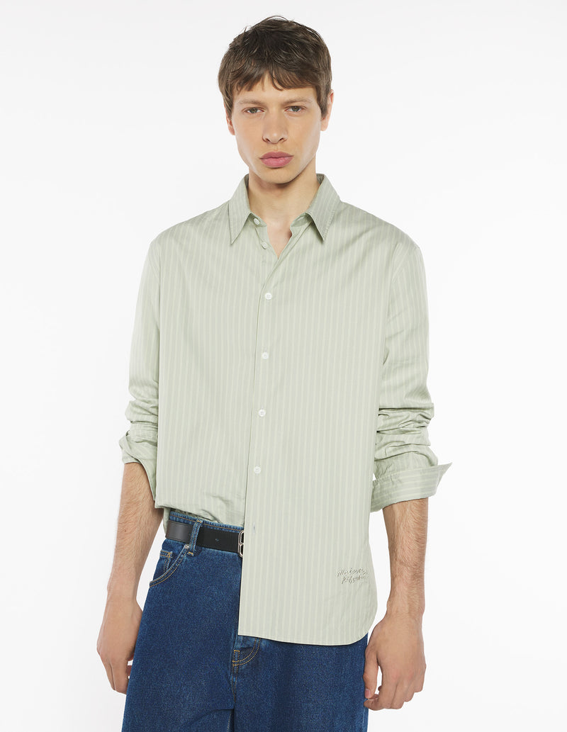 M Sage Green Maison Kitsune Handwriting Relaxed Shirt