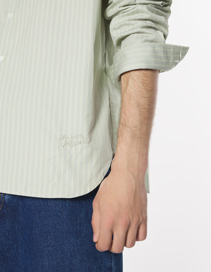 M Sage Green Maison Kitsune Handwriting Relaxed Shirt