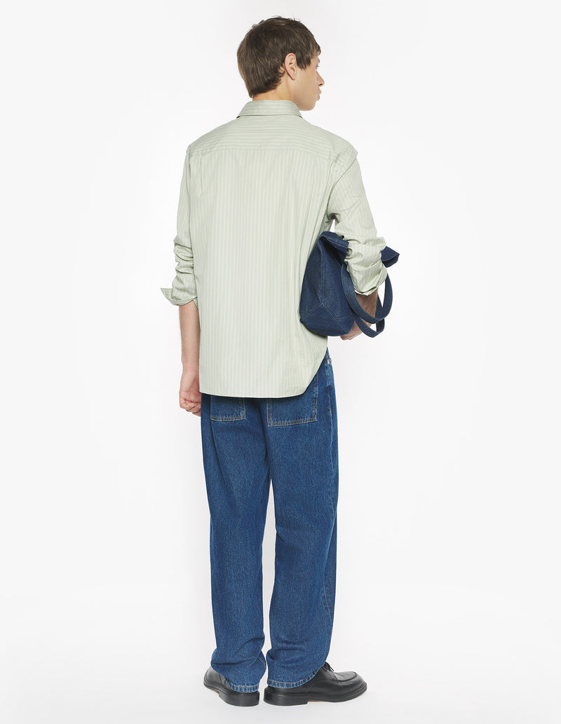 M Sage Green Maison Kitsune Handwriting Relaxed Shirt