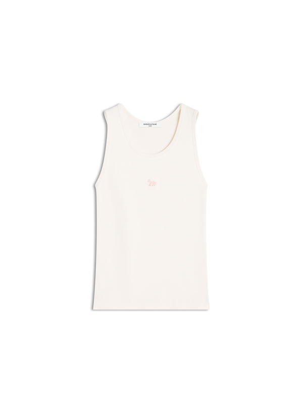 W Pearl Pink Baby Fox Ribbed Tank Top