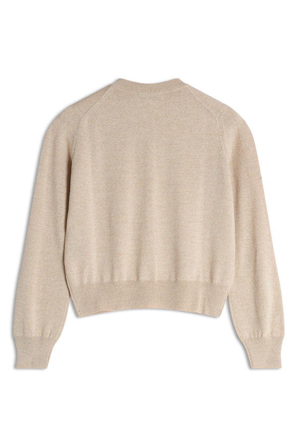 W Light Beige Bold Fox Head Cardigan