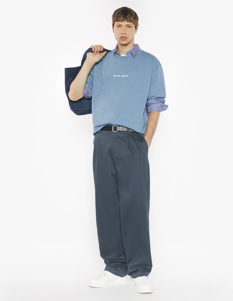 M Powder Blue Maison Kitsune Line Handwriting Oversize Tshirt