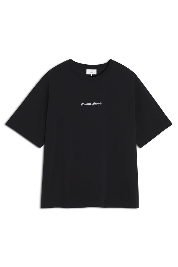 M Black Maison Kitsune Line Handwriting Oversize Tshirt