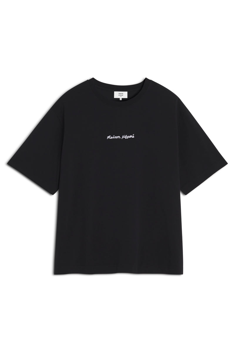 M Black Maison Kitsune Line Handwriting Oversize Tshirt