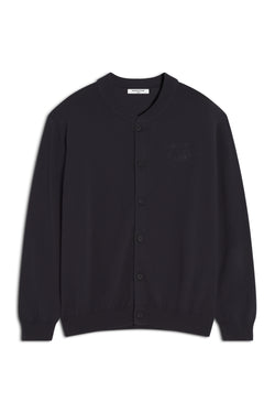 Slate Grey Bold Fox Embroidered Knitted Blouson
