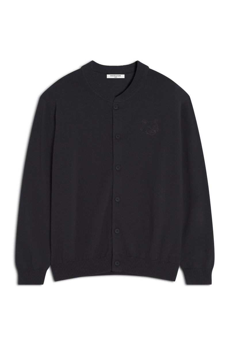 Slate Grey Bold Fox Embroidered Knitted Blouson