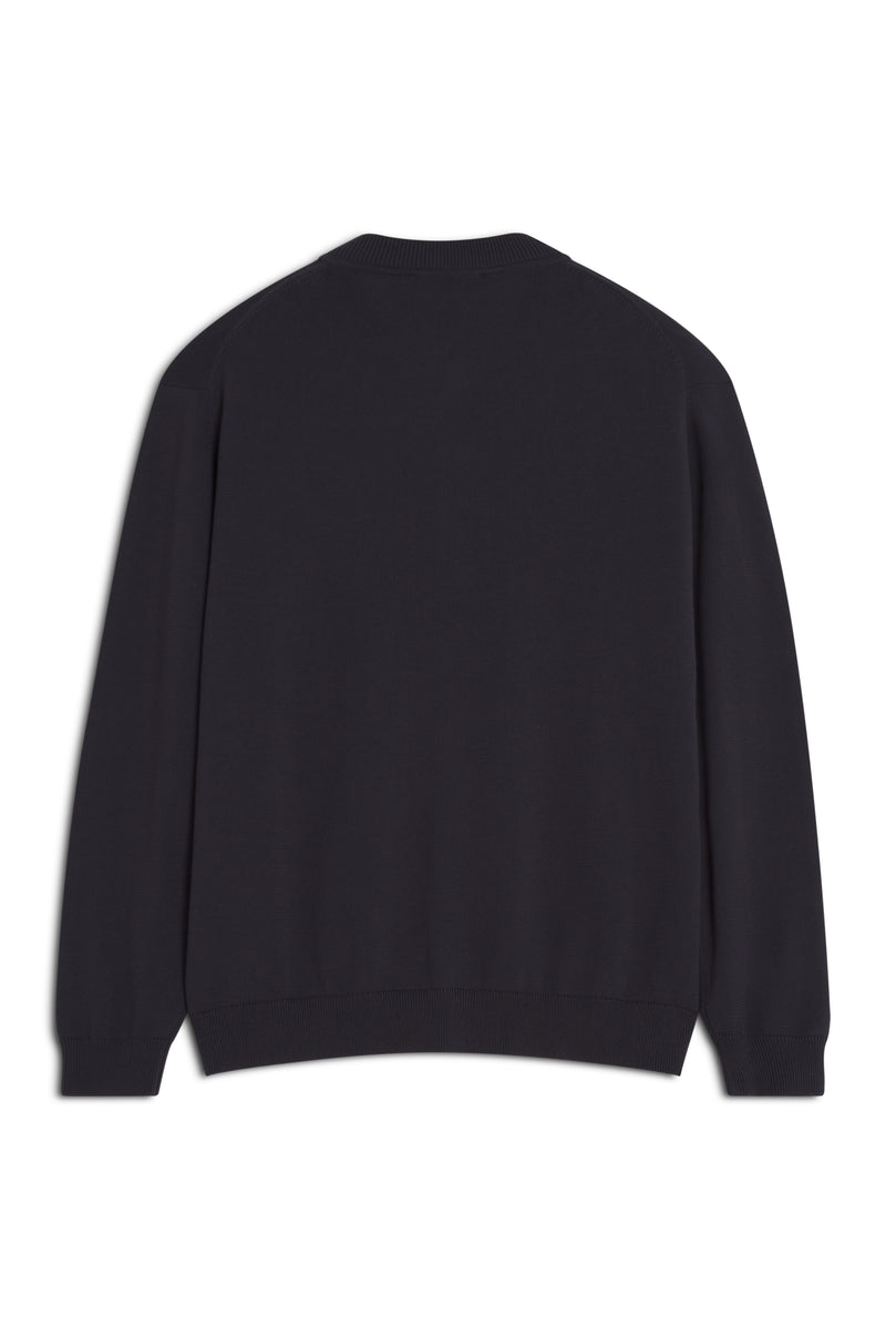Slate Grey Bold Fox Embroidered Knitted Blouson