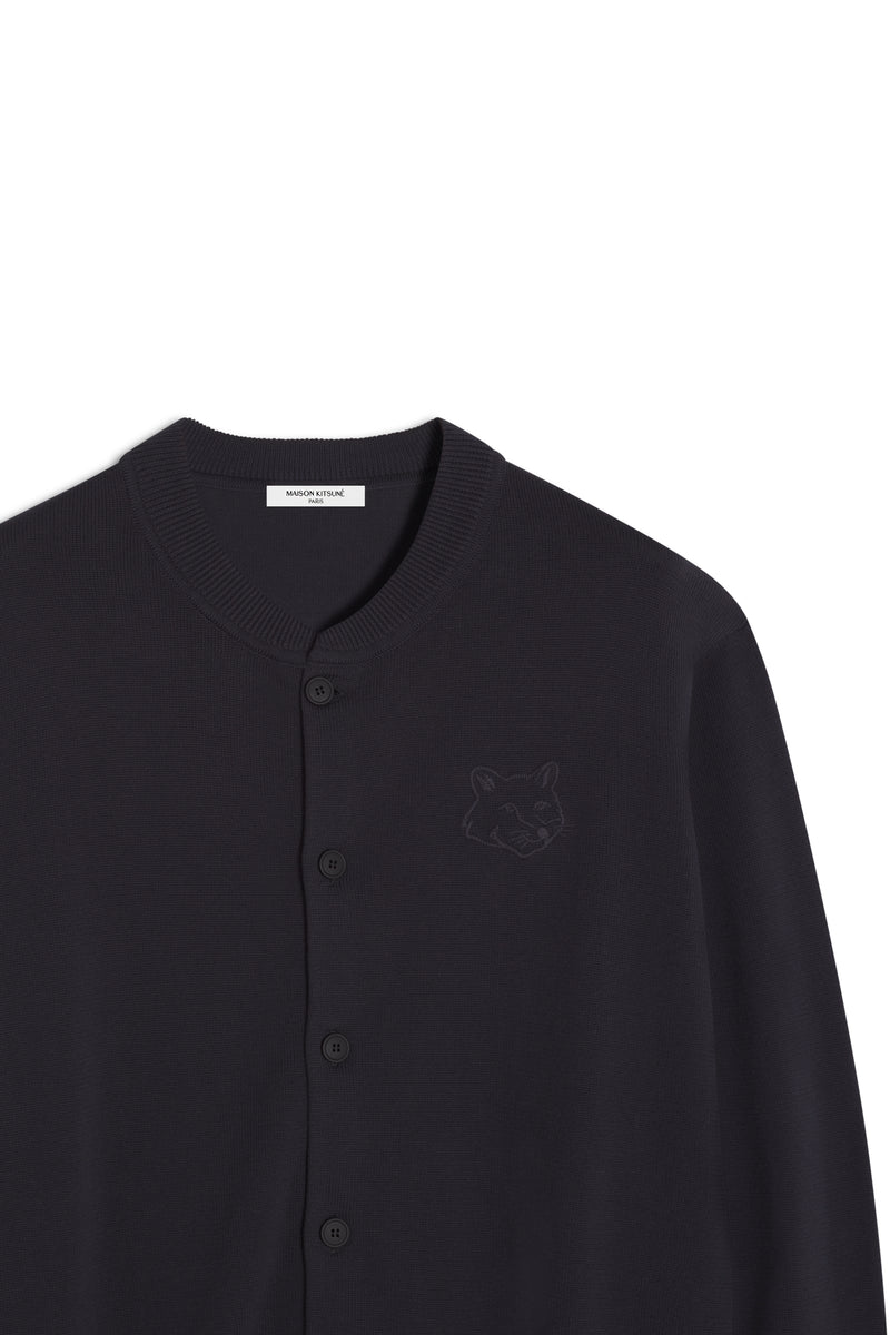 Slate Grey Bold Fox Embroidered Knitted Blouson