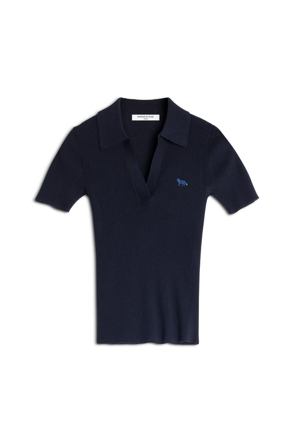 W Navy Baby Fox Patch Ribbed Polo