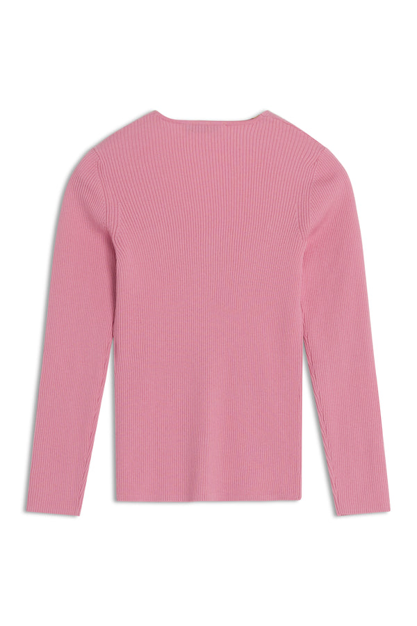 W Fraise Baby Fox Patch Ribbed Cardigan