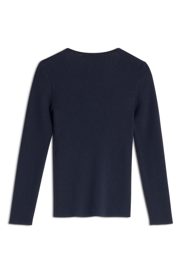 W Navy Baby Fox Patch Ribbed Cardigan