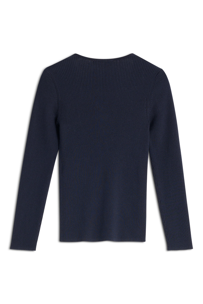 W Navy Baby Fox Patch Ribbed Cardigan