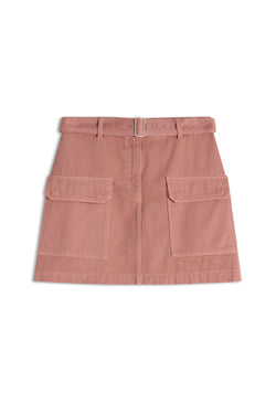 Porcelaine Pink Belted Utility Mini Skirt