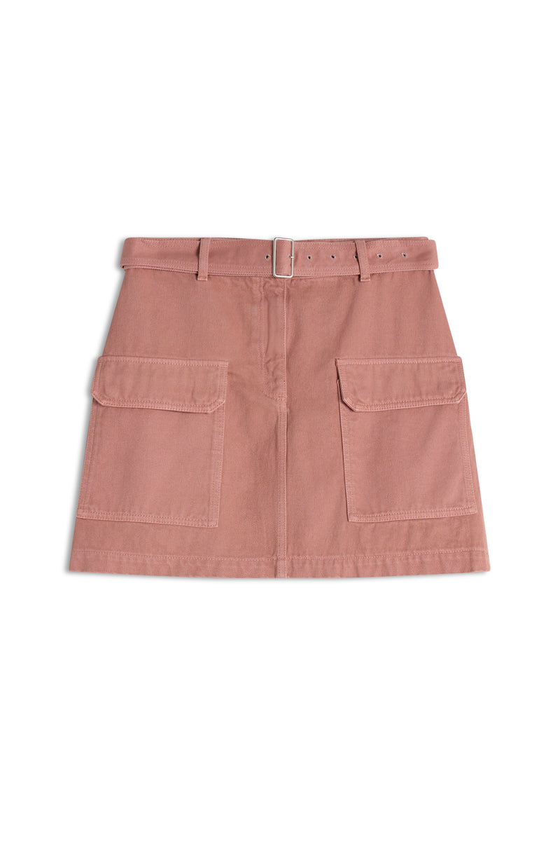 Porcelaine Pink Belted Utility Mini Skirt