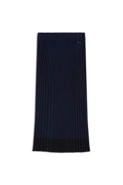 Ink Blue Baby Fox Patch Ribbed Midi Skirt