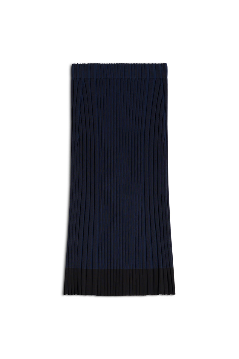 Ink Blue Baby Fox Patch Ribbed Midi Skirt