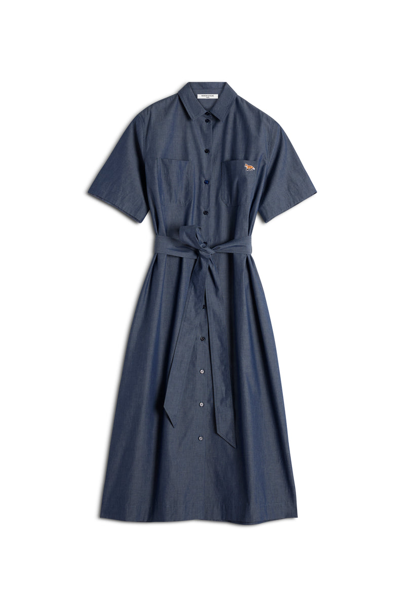 Indigo Double Pocket Shirt Dress