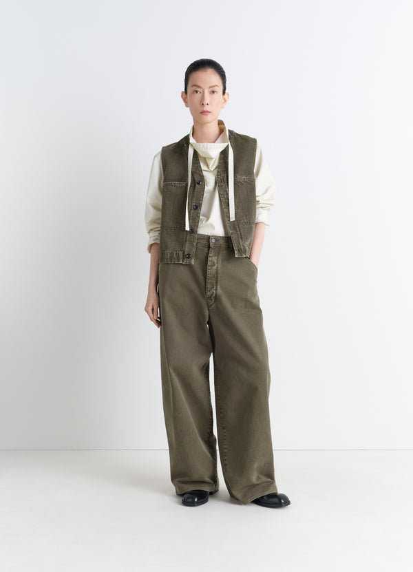 Moss Green Denim Gilet