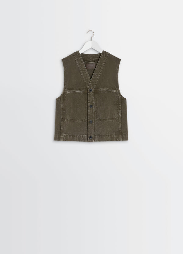 Moss Green Denim Gilet