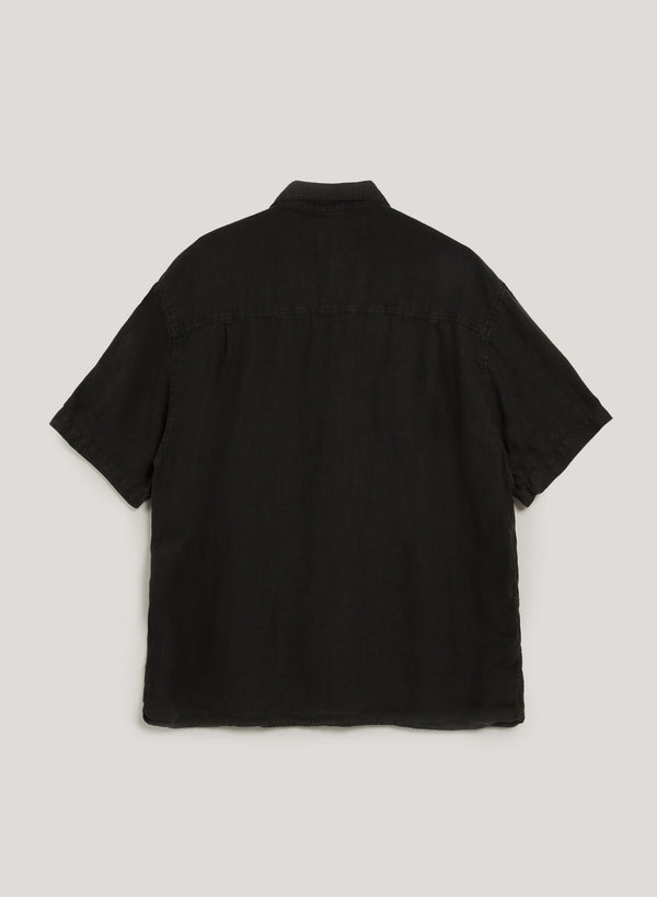 Black Wray Short Sleeve Linen Shirt