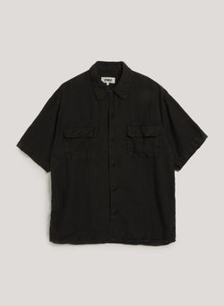 Black Wray Short Sleeve Linen Shirt