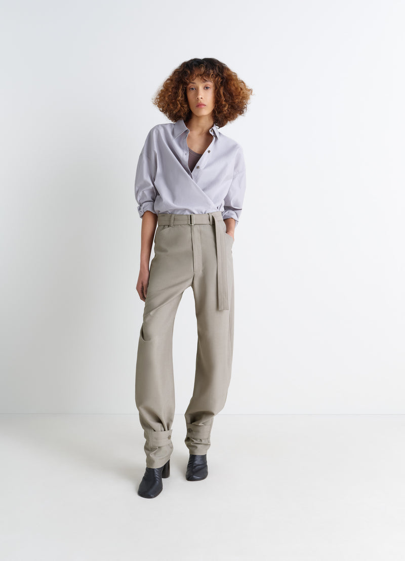 Light Taupe Curved Tailored Pants