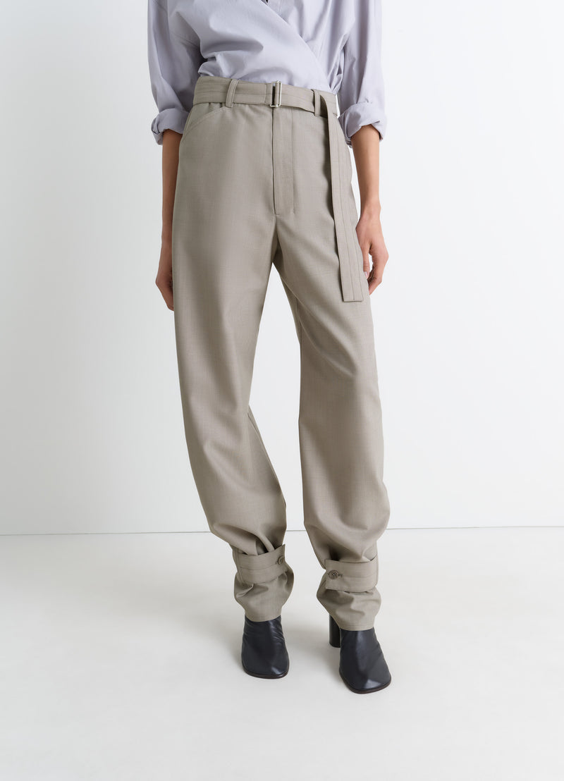 Light Taupe Curved Tailored Pants
