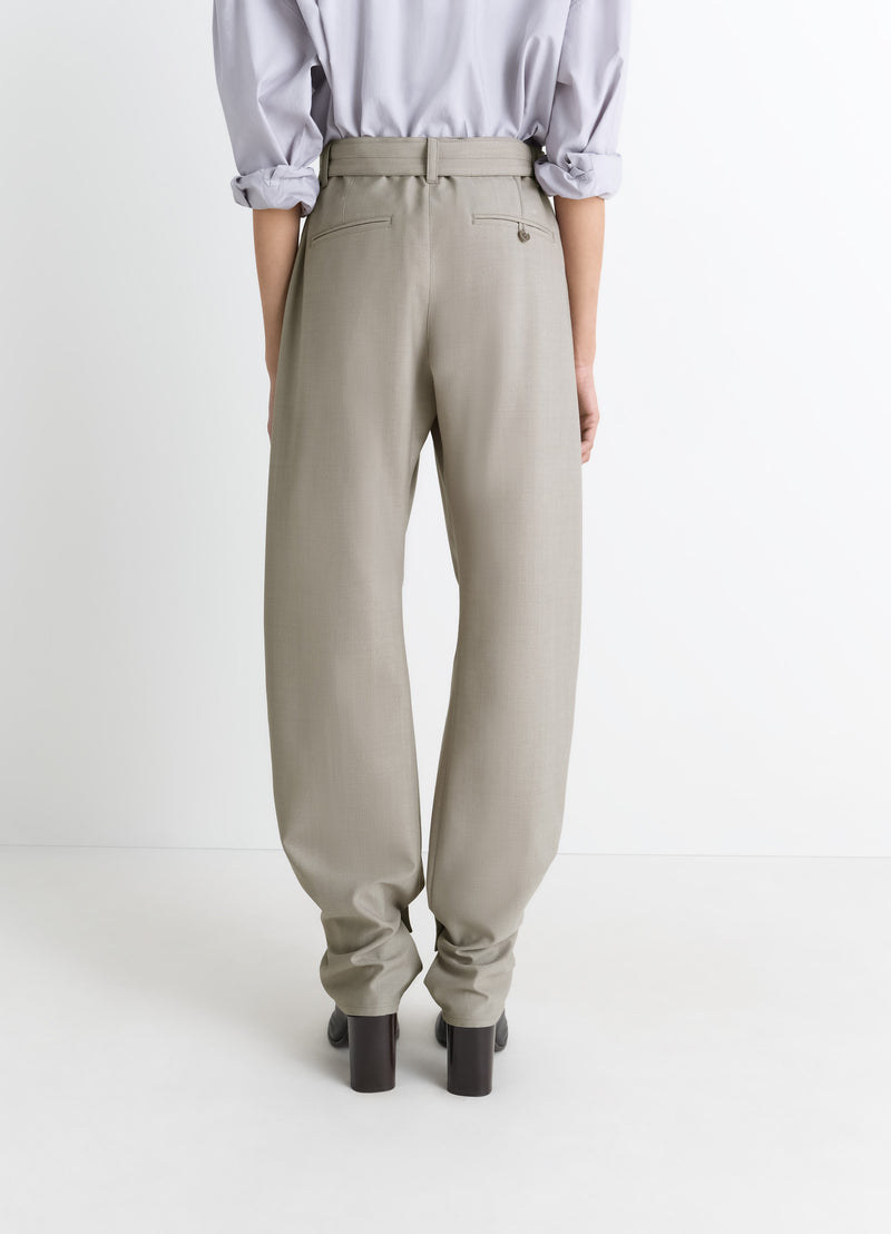Light Taupe Curved Tailored Pants