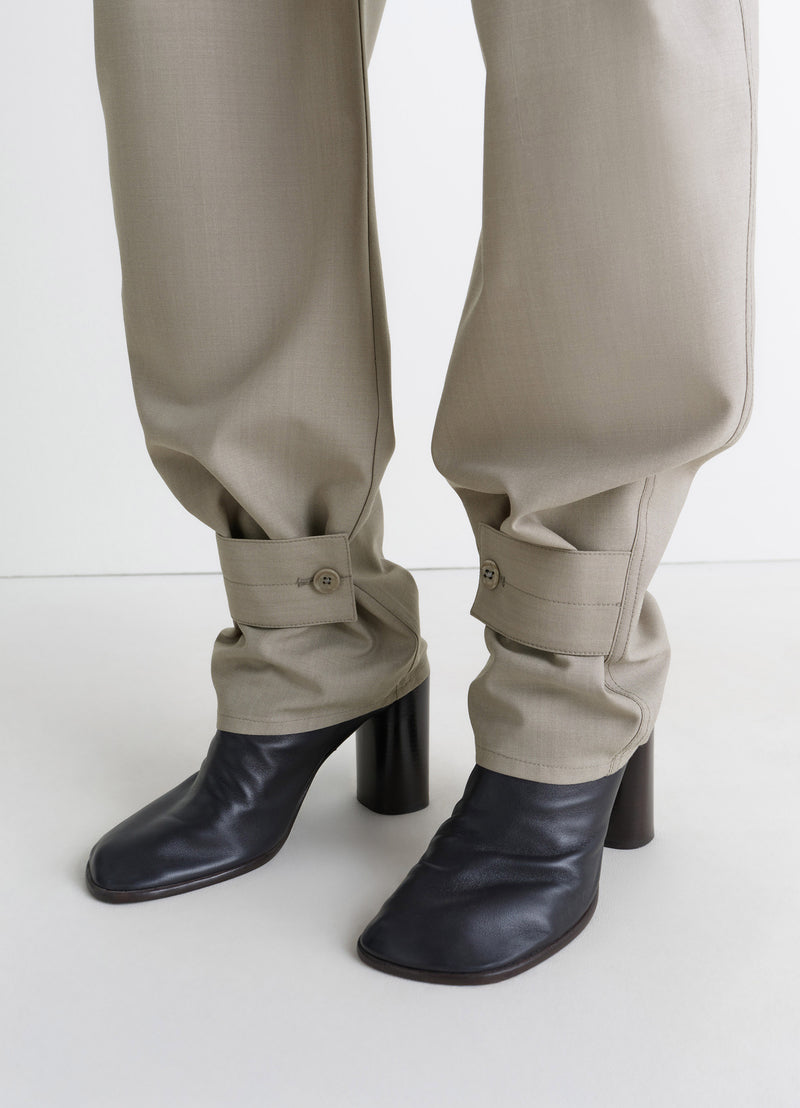 Light Taupe Curved Tailored Pants