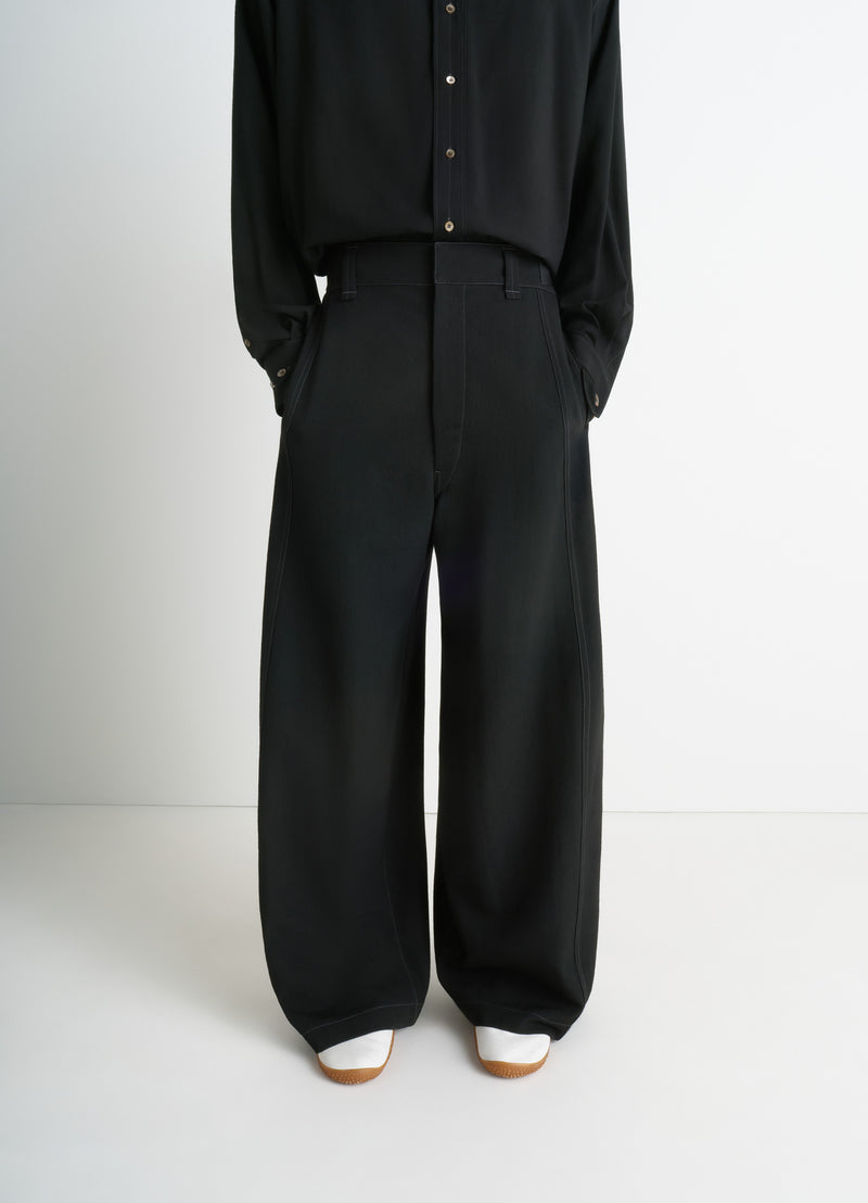 Black Soft Wool Maxi Utility Pants