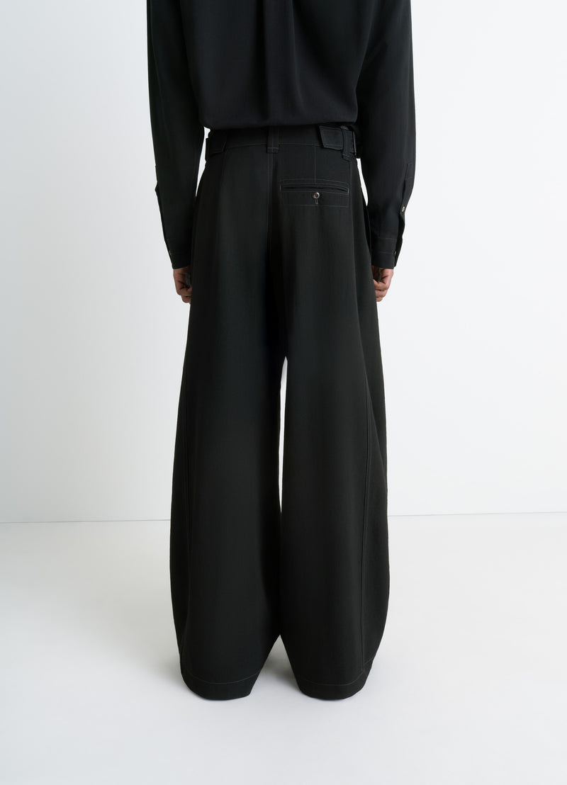 Black Soft Wool Maxi Utility Pants