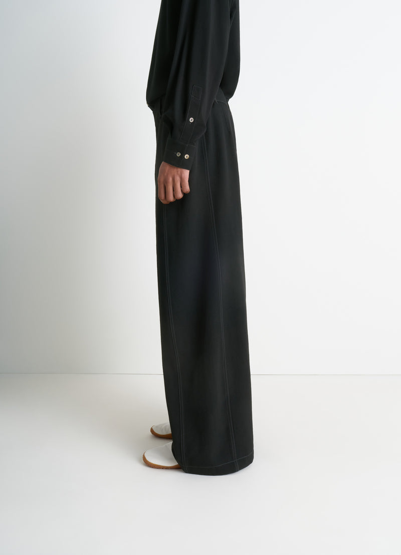 Black Soft Wool Maxi Utility Pants