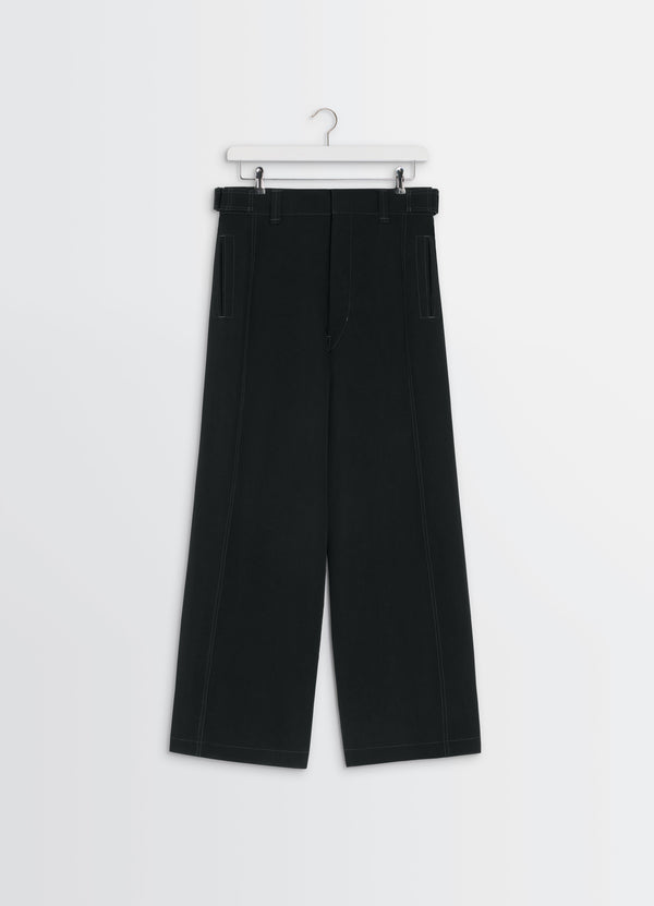 Black Soft Wool Maxi Utility Pants