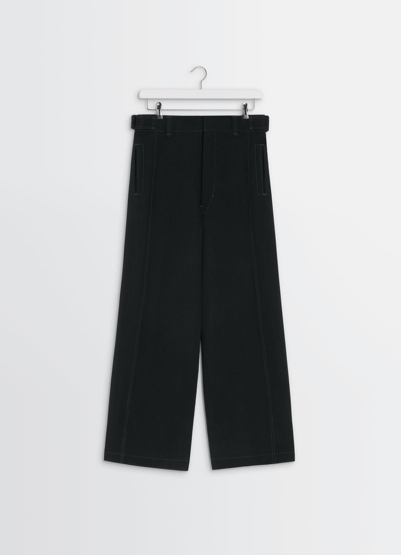 Black Soft Wool Maxi Utility Pants