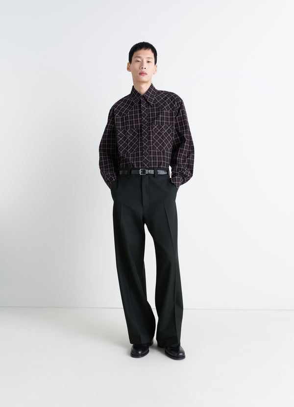 Marine Melange Straight Tailored Pants