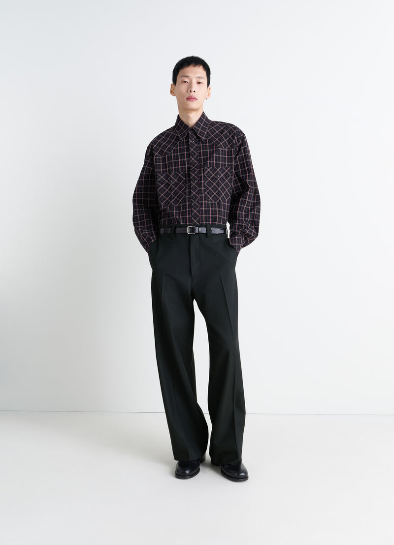 Marine Melange Straight Tailored Pants