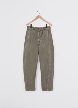 Snow Olive Twisted Denim Belted Pants