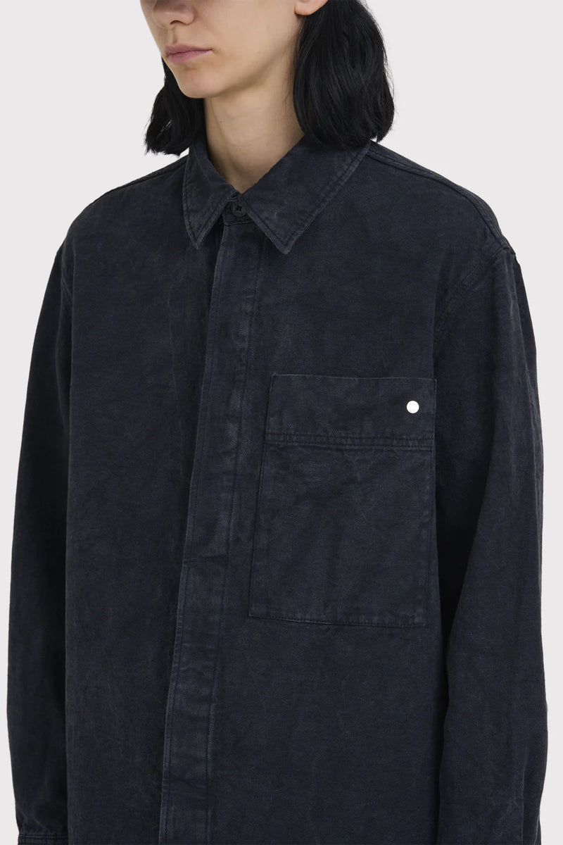 Black Wrinkled Canvas Picture Shirt