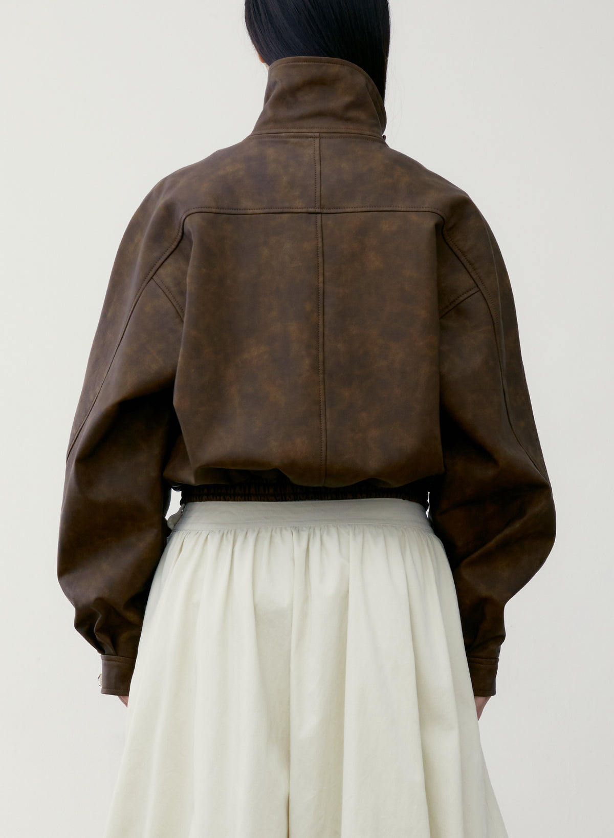 [LOW CLASSIC]/☆25SS PIGMENT WASHED STITCH HALF JACKET/BROWN Brown Pigment Washed Leather Short Jacket – MANIFESTO