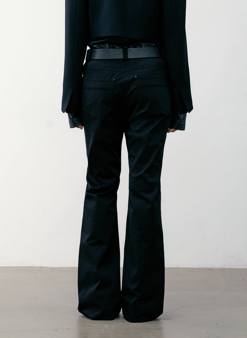 Black Pin Tuck Bootcut Pants