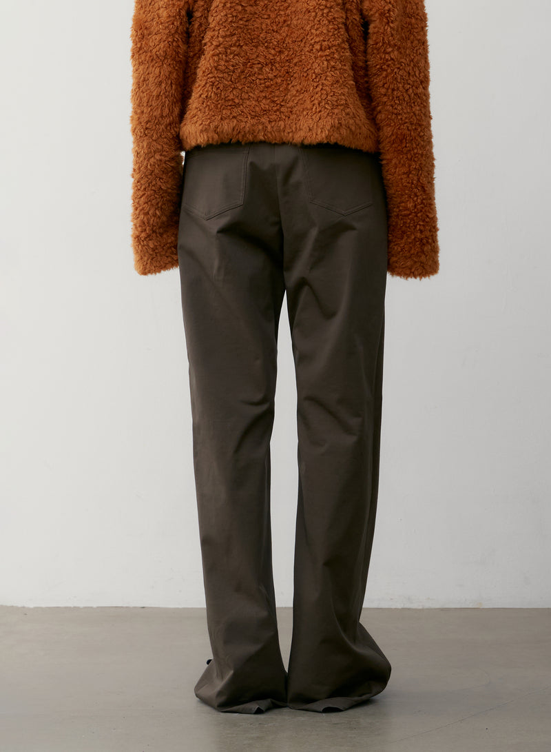 Brown Pin Tuck Bootcut Pants