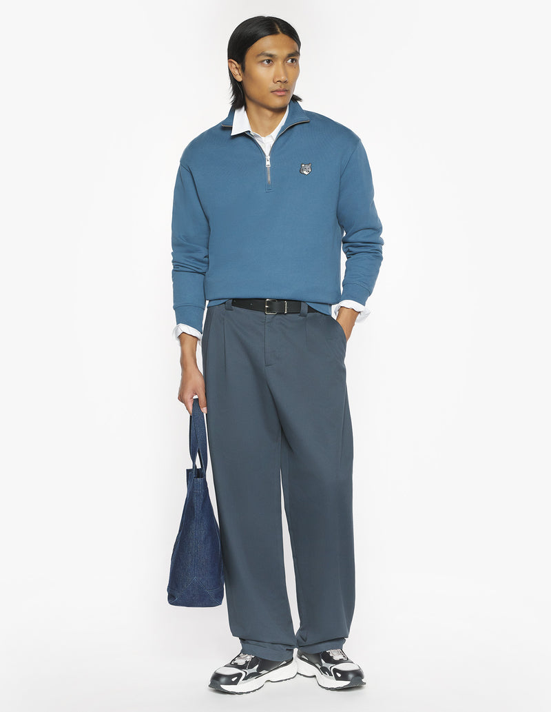 M Seine Blue Fox Head Comfort Half Zip Sweatshirt