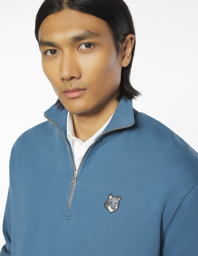 M Seine Blue Fox Head Comfort Half Zip Sweatshirt