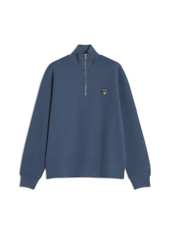 M Seine Blue Fox Head Comfort Half Zip Sweatshirt