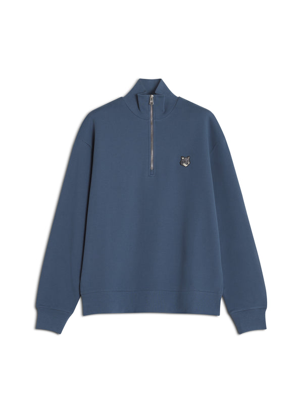 M Seine Blue Fox Head Comfort Half Zip Sweatshirt