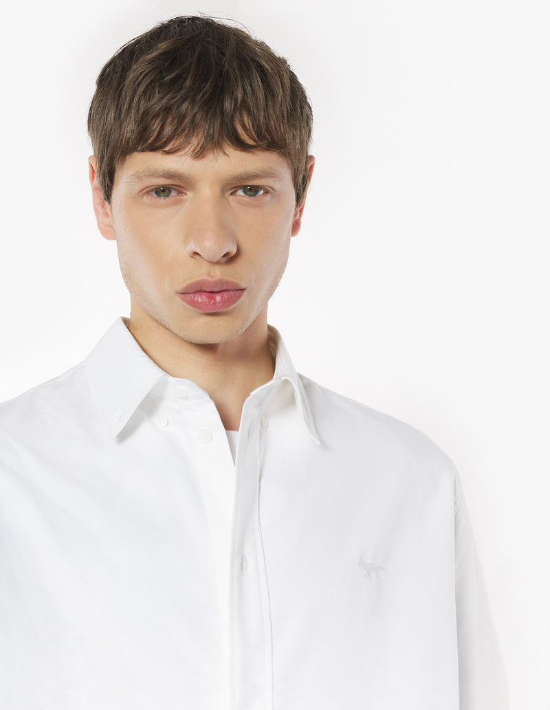 M White Profile Fox Button Down Shirt