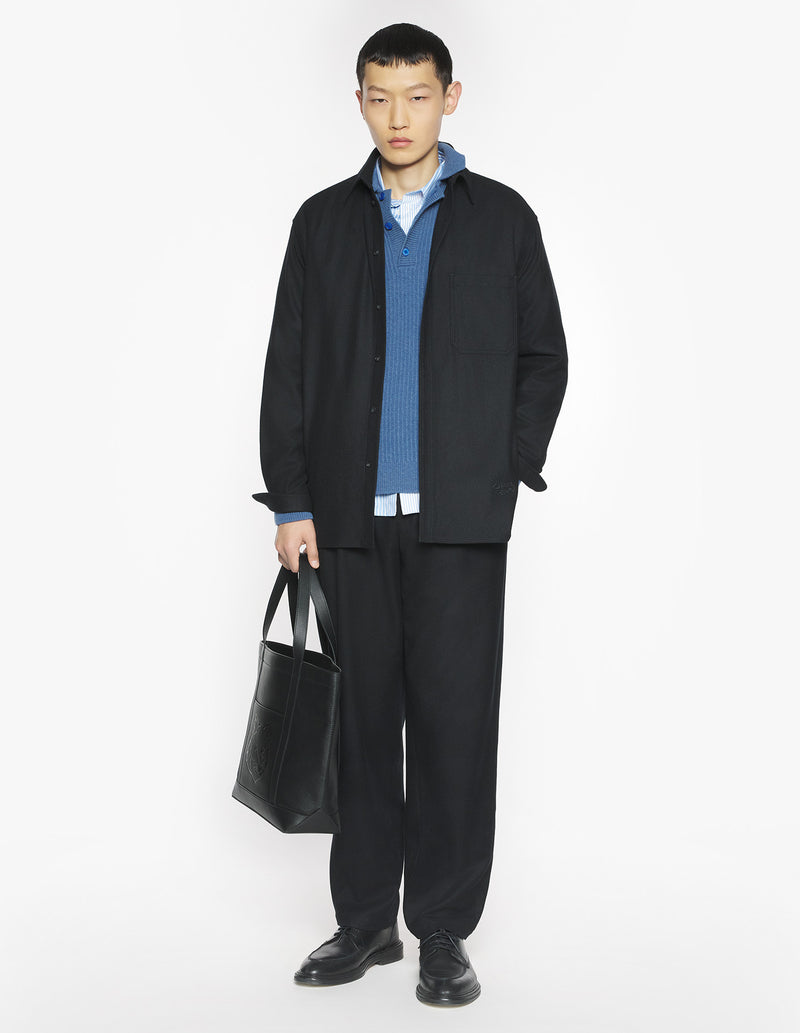 M Black Maison Kitsune Handwriting Oversized Shirt