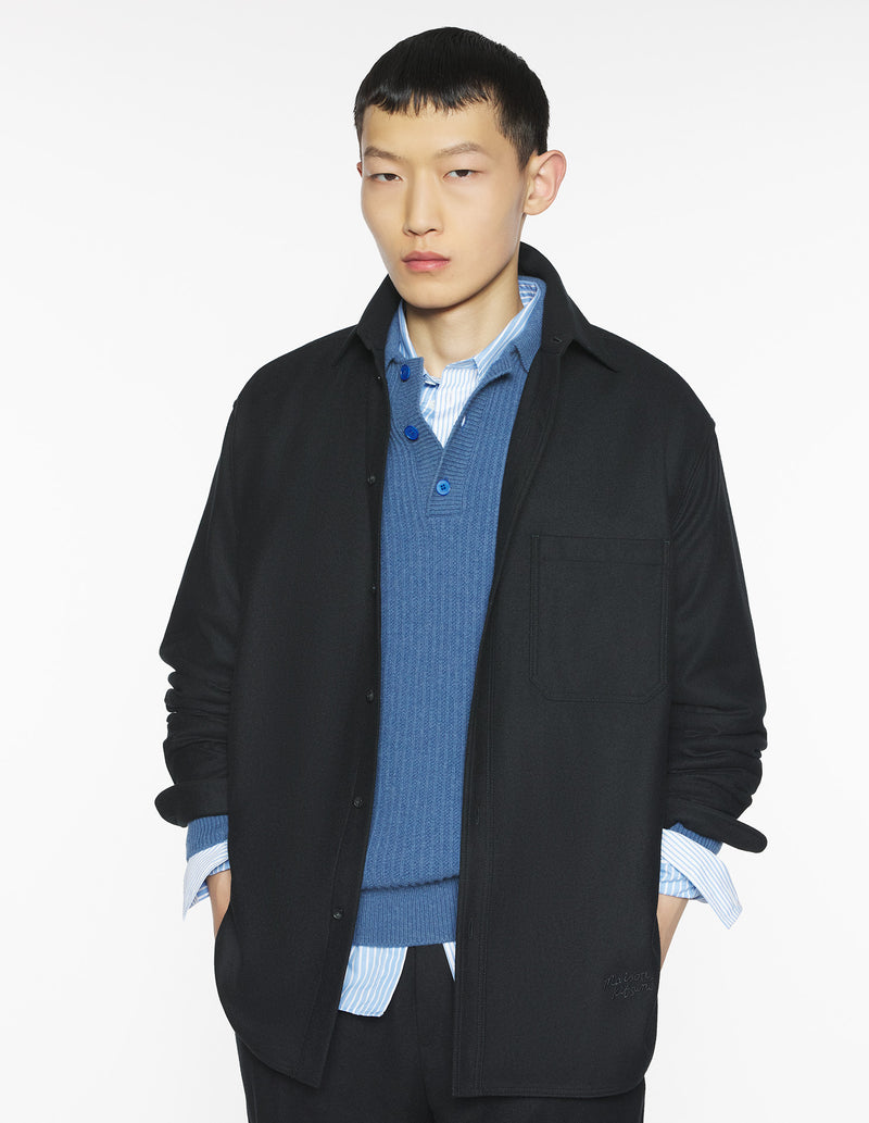 M Black Maison Kitsune Handwriting Oversized Shirt