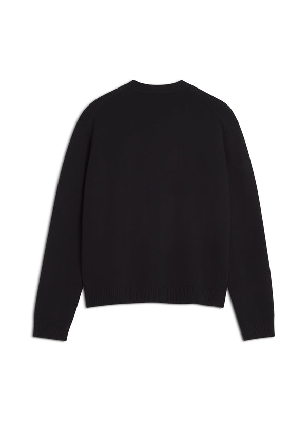 M Black/Medium Grey Fox Head Intarsia Merino Cardigan