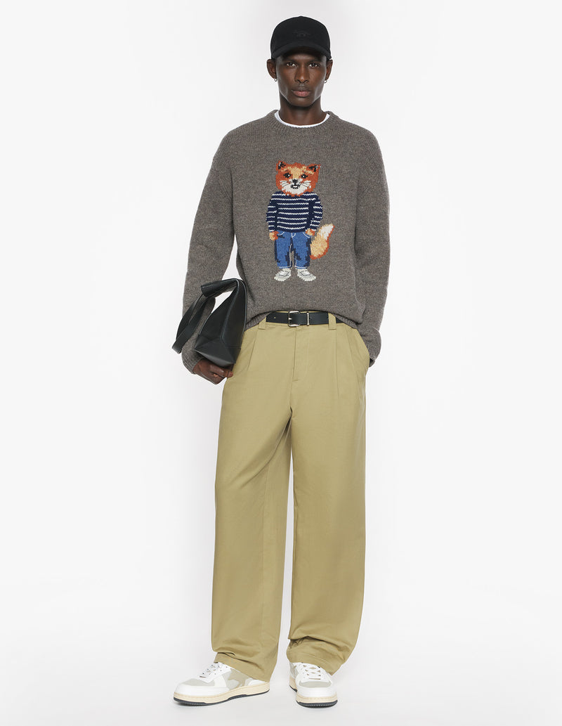 M Dark Grey Dresed Fox Intarsia Wool Jumper